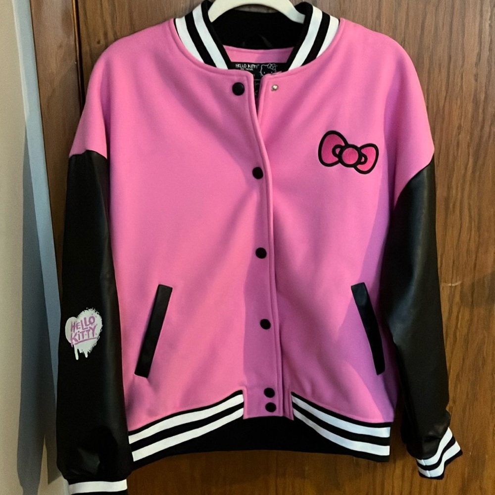 Hello Kitty Varsity Jacket Pink Black Playful Design